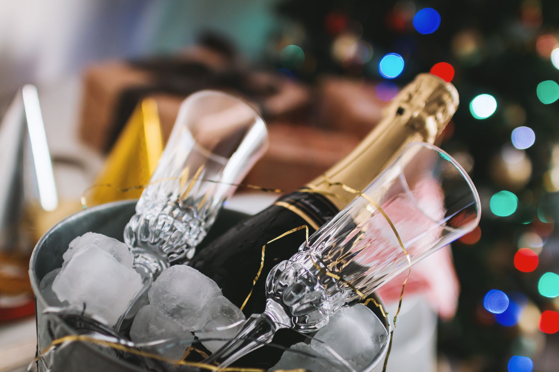 A champagne bucket for a holiday party at Winston-Salem venue Millennium Center.