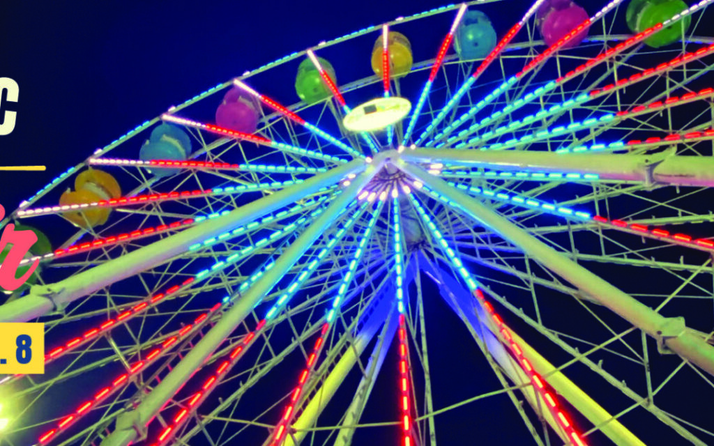 The Ferris wheel at night at the Carolina Classic Fair in Winston-Salem