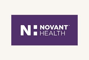 Novant health logo displayed on a vibrant purple background.