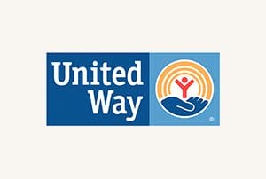 United way logo on a white background at an event venue.