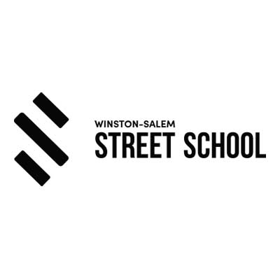 Logo of Winston-Salem Street School featuring three diagonal black bars on the left and text on the right.